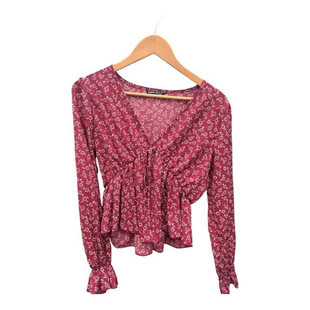 SHEIN Red Floral Blouse